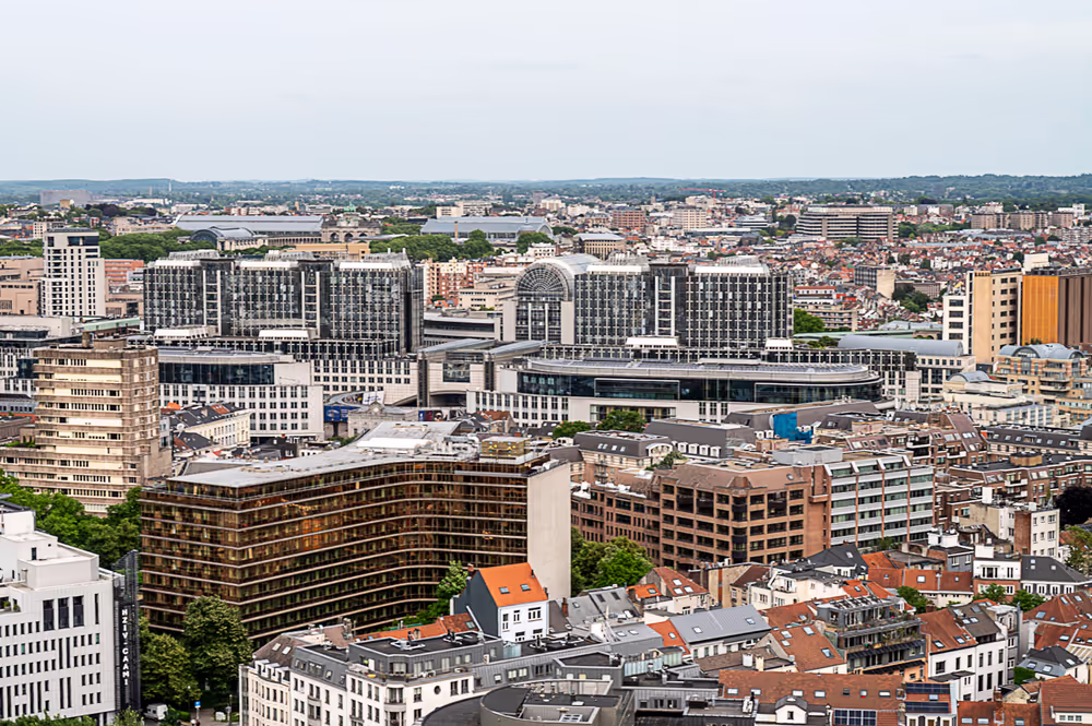 Aerial View of the EP buildings in Brussels from Bastion tower