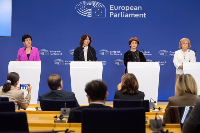 Fotografija 15: AFET press conference with Georgia's civil society activists leading mass pro-democracy protests across the country, on the occasion of AFET adoption of its annual Georgia report