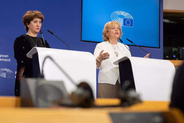 Fotografija 7: AFET press conference with Georgia's civil society activists leading mass pro-democracy protests across the country, on the occasion of AFET adoption of its annual Georgia report