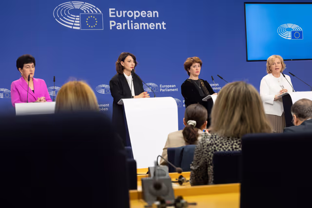 Fotografija 4: AFET press conference with Georgia's civil society activists leading mass pro-democracy protests across the country, on the occasion of AFET adoption of its annual Georgia report