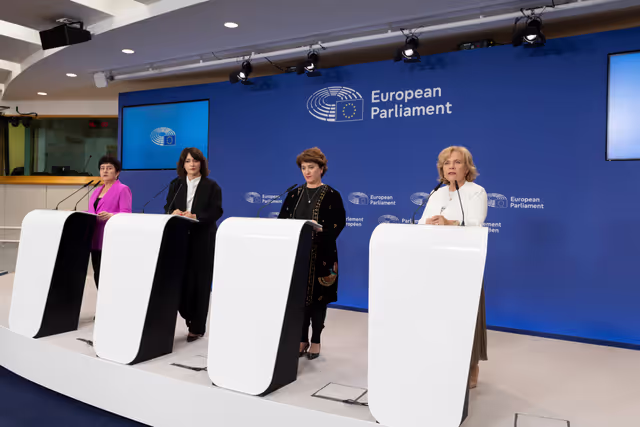 Fotografija 11: AFET press conference with Georgia's civil society activists leading mass pro-democracy protests across the country, on the occasion of AFET adoption of its annual Georgia report