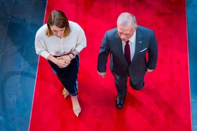 Roberta METSOLA, EP President meets  with His Majesty King Abdullah II, King of the Hashemite Kingdom of Jordan
