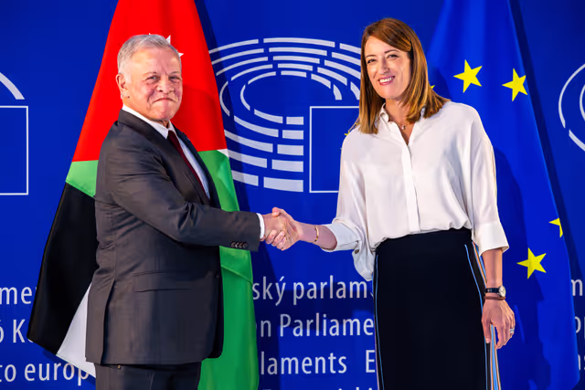 Roberta METSOLA, EP President meets  with His Majesty King Abdullah II, King of the Hashemite Kingdom of Jordan