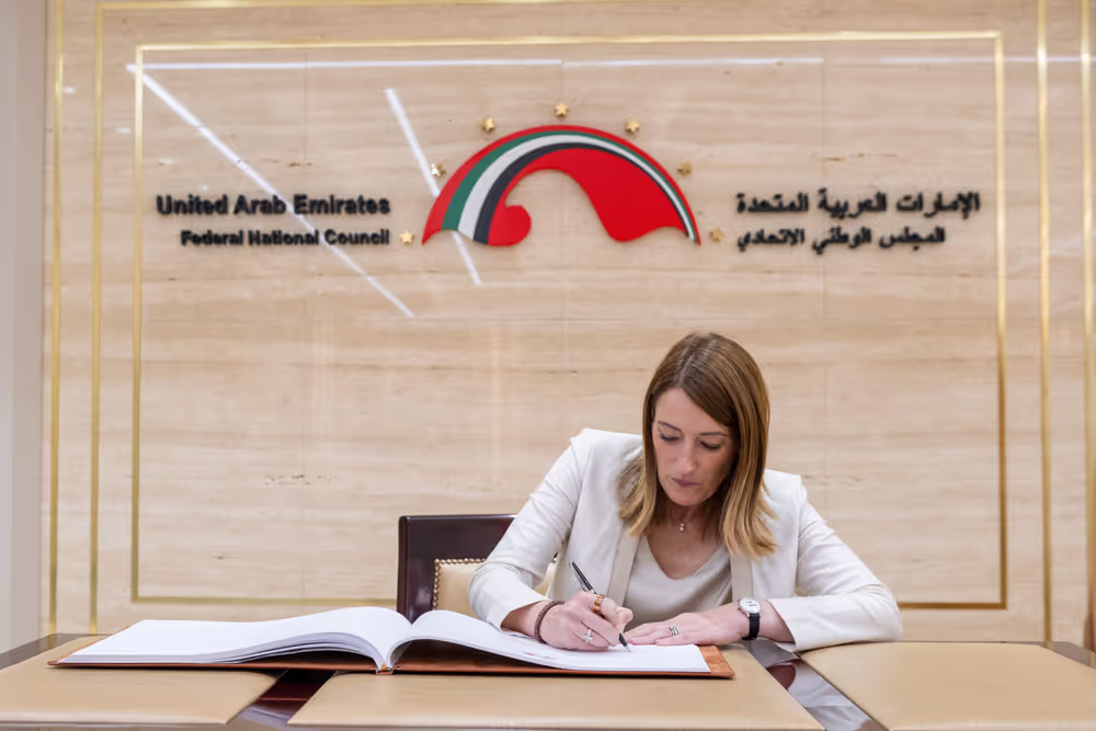 Official visit by Roberta METSOLA, EP President to Abu Dhabi (UAE) - Meeting with Saqr GHOBASH, Speaker of the Federal National Council