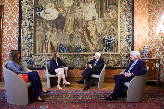Photo 8: Official visit by Roberta METSOLA, EP President to Rome (Italy) - Meeting with Sergio MATTARELLA, President of Italy