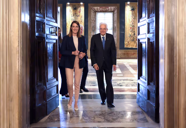 Photo 7: Official visit by Roberta METSOLA, EP President to Rome (Italy) - Meeting with Sergio MATTARELLA, President of Italy