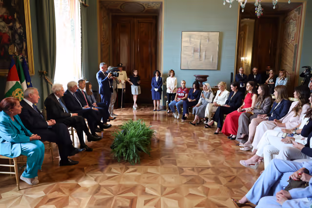 Photo 4: Official visit by Roberta METSOLA, EP President to Rome (Italy) - Meeting with Sergio MATTARELLA, President of Italy