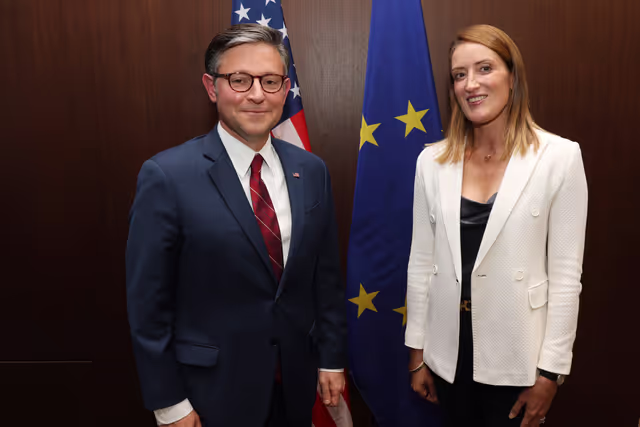 Fotografija 14: Official visit by Roberta METSOLA, EP President, to Ottawa (Canada) - G7 Speakers meeting - Meeting with Mike JOHNSON, Speaker of the House of Representatives of the United States of America
