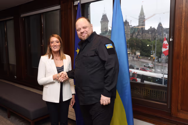 Fotografija 16: Official visit by Roberta METSOLA, EP President, to Ottawa (Canada) - G7 Speakers meeting - Meeting with Ruslan STEFANCHUK, Speaker of the Ukrainian Parliament (Verkhovna Rada)