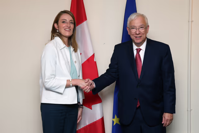 Fotografija 5: Official visit by Roberta METSOLA, EP President, to Ottawa (Canada) - G7 Speakers meeting - G7 Speakers' meeting - Meeting with Francis SCARPALEGGIA, Speaker of the House of Commons of Canada