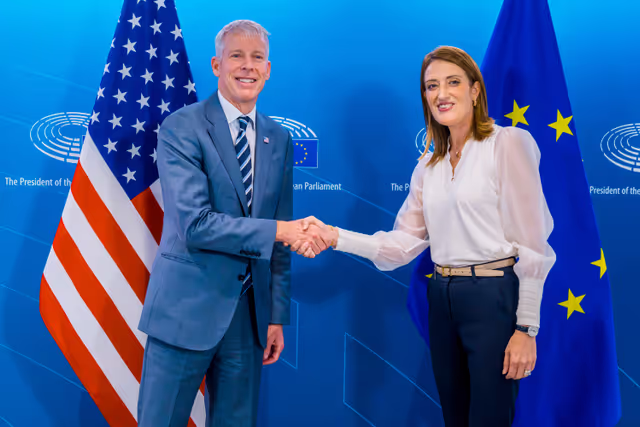 Fotó 1: Roberta METSOLA, EP President meets with Chris WRIGHT, Secretary for Energy of the United States