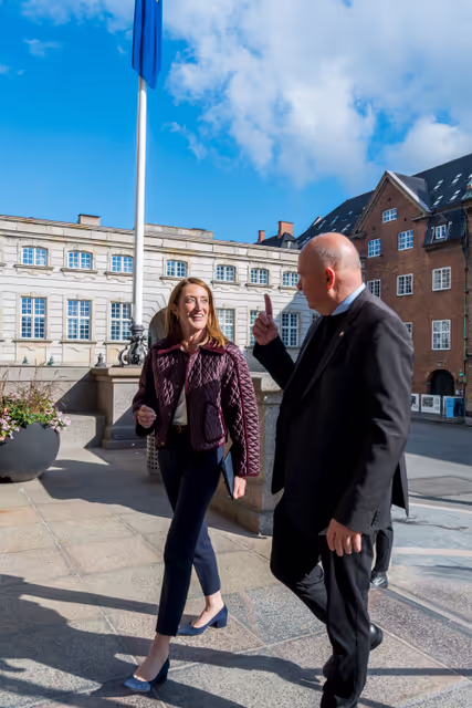 Foto 4: Roberta METSOLA, EP President participates at the Informal Meeting of Heads of State or Government in Copenhagen (Denmark) - Meeting with  Søren GADE, Speaker of the Danish Parliament