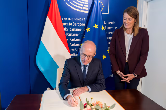 Foto 11: Roberta METSOLA, EP President  meets with Luc FRIEDEN, Luxembourg Prime Minister
