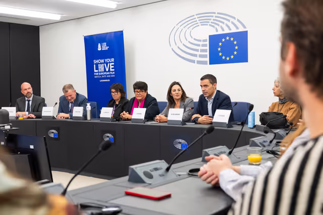 Foto 7: LUX Audience Award 2026 - Meeting with Vice-President Sabine Verheyen, responsible for the LUX Audience Award, along with Members of the Committee on Culture and Education and film representatives