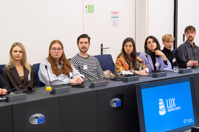 Foto 3: LUX Audience Award 2026 - Meeting with Vice-President Sabine Verheyen, responsible for the LUX Audience Award, along with Members of the Committee on Culture and Education and film representatives