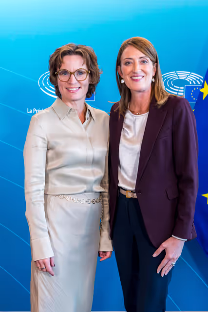 Roberta METSOLA, EP President meets with Jessika ROSWALL, Commissioner for Environment, Water Resilience and a Competitive Circular Economy