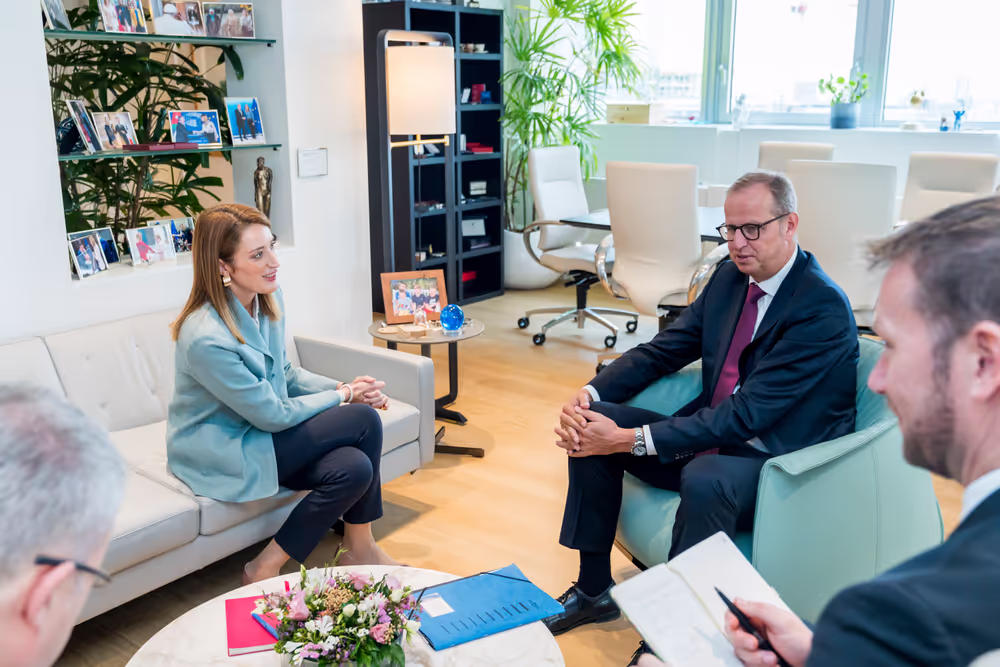 Roberta METSOLA, EP President meets with Jörg STRATMANN, CEO Rolls Royce Power Systems