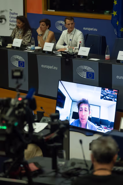 Foto 3: The Daphne Caruana Galizia Prize for journalism press seminar ' Silencing journalists' voices around the world '