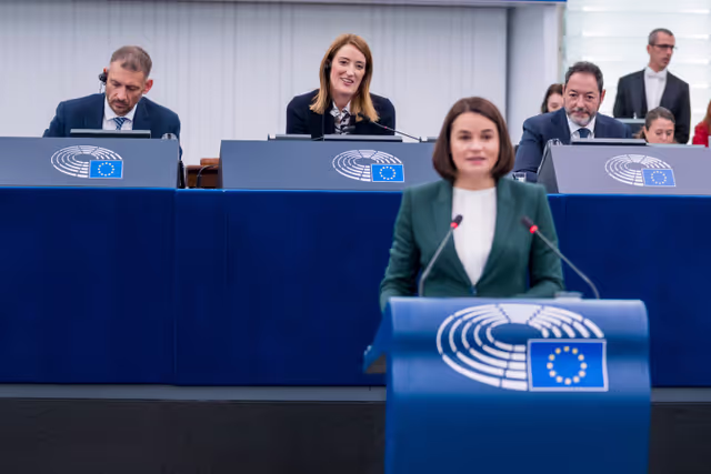 Photo 7: EP Plenary session - Formal Sitting with Sergey TIHANOVSKI, Sakharov Prize laureate 2020 and Sviatlana TSIKHANOUSKAYA, leader of democratic forces of Belarus