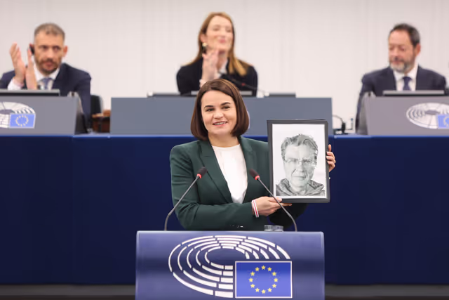 Photo 2: EP Plenary session - Formal Sitting with Sergey TIHANOVSKI, Sakharov Prize laureate 2020 and Sviatlana TSIKHANOUSKAYA, leader of democratic forces of Belarus