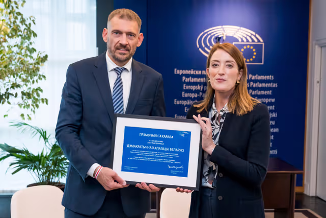 Roberta METSOLA, EP President meets with Sergey TIHANOVSKI, Sakharov Prize laureate 2020 and Sviatlana TSIKHANOUSKAYA, leader of democratic forces of Belarus