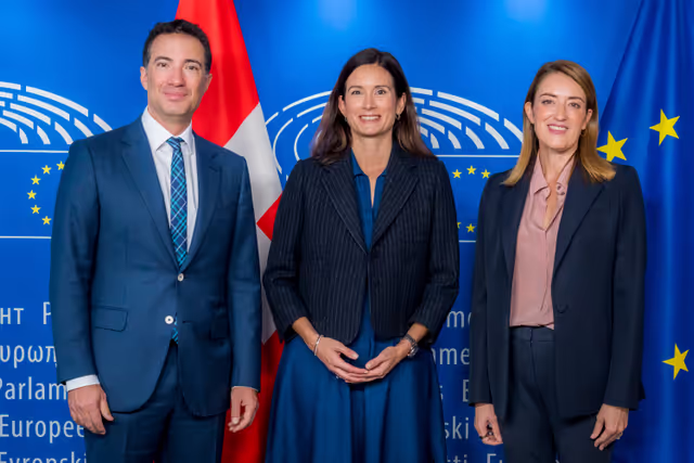 Roberta METSOLA, EP President meets with Maja RINIKER, President of the National Council of Switzerland and Andrea CARONI, President of the Council of States of Switzerland