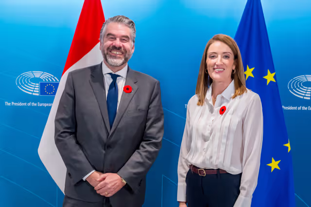 Roberta METSOLA, EP President meets with with John HANNAFORD, Personal Representative of Prime Minister Carney to the European Union, and Ambassador Brousseau