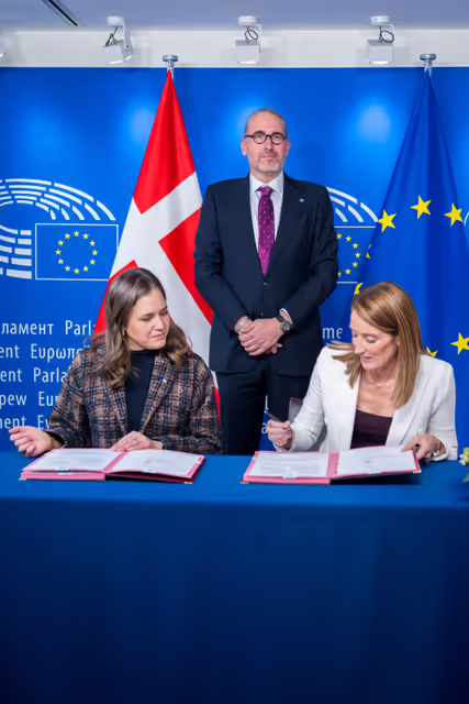 Suriet 4: Lex signing ceremony in presence of Roberta METSOLA, EP President, and Marie BJERRE, Minister for European Affairs on behalf of the Danish Presidency
