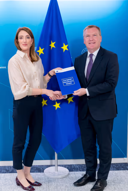 Roberta METSOLA, EP President meets with Michael MCGRATH, European Commissioner for Democracy, Justice, the Rule of Law, and Consumer Protection