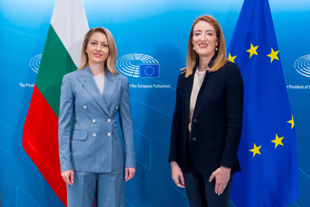 Roberta METSOLA, EP President meets with Raya NAZARYAN, President of the Bulgarian Parliament