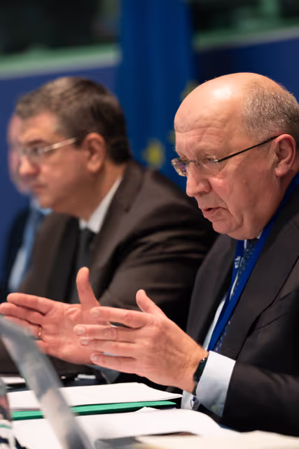 Photo 14: SEDE TRAN - Presentation of the Military Mobility Package by the Commissioner for Sustainable Transport and Tourism, Apostolos Tzitzikostas, and the Commissioner for Defence and Space, Andrius Kubilius
