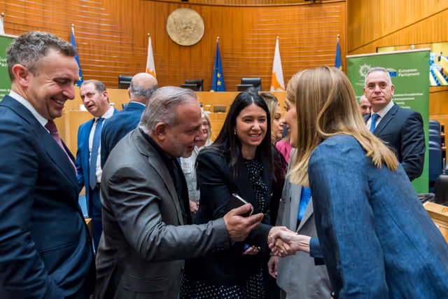 Fotografie 1: EP Conference of Presidents meets with the incoming Cypriot Presidency of the EU Council - Meeting with Annita DEMETRIOU, President of the House of Representatives of Cyprus and the Leaders and Representatives of the Political Parties