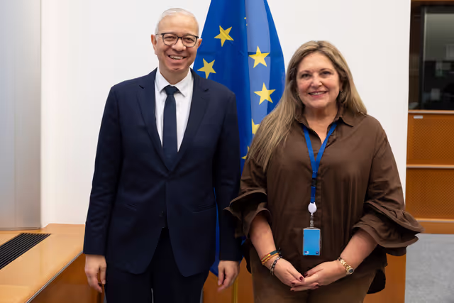 Cypriot Presidency  Permanent Representative  Giorgios Ioannides meets with ENVI Chair Esther HERRANZ GARCIA