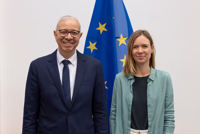 Cypriot Presidency of Permanent Reprensentative  Giorgios Ioannides meets with IMCO Chair Anna CAVAZZINI