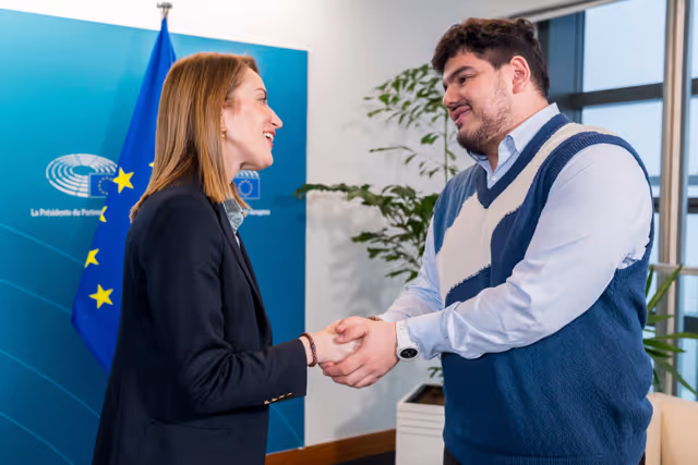 Roberta METSOLA, EP President meets with Amine KESSACI, French Activist