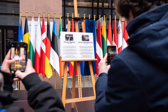 Foto 17: Tribute to Antonio Megalizzi and Bartosz Orent-Niedzielski, victims of the Strasbourg terrorist attack in December 2018
