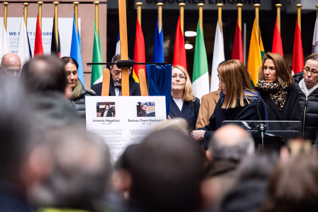 Foto 7: Tribute to Antonio Megalizzi and Bartosz Orent-Niedzielski, victims of the Strasbourg terrorist attack in December 2018