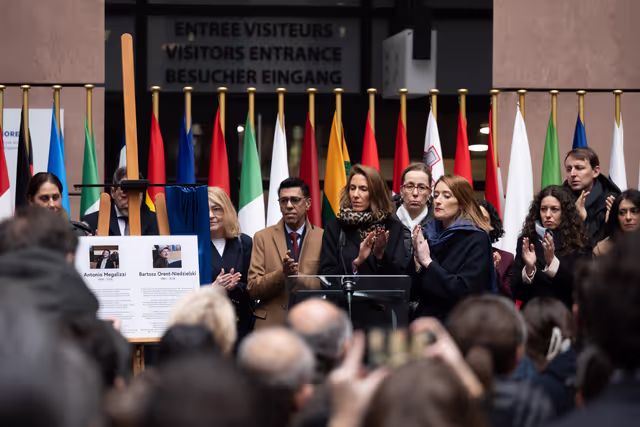 Foto 8: Tribute to Antonio Megalizzi and Bartosz Orent-Niedzielski, victims of the Strasbourg terrorist attack in December 2018