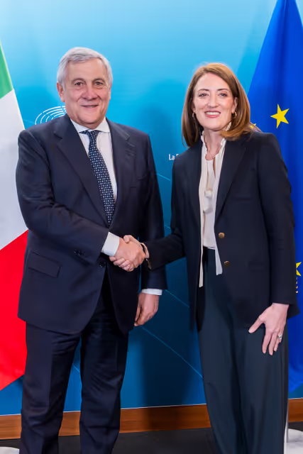 Roberta METSOLA, EP President meets with Antonio TAJANI, Italian Vice-President of the Council of Ministers and Minister of Foreign Affairs and International Cooperation