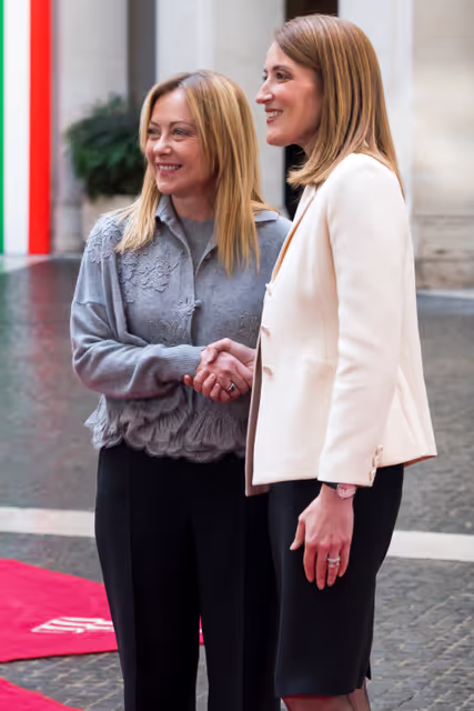 Foto 7: Official visit by Roberta METSOLA, EP President to Rome (Italy) -  Meeting with Giorgia MELONI, Italian Prime Minister