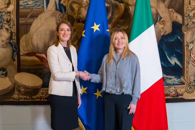 Foto 3: Official visit by Roberta METSOLA, EP President to Rome (Italy) -  Meeting with Giorgia MELONI, Italian Prime Minister