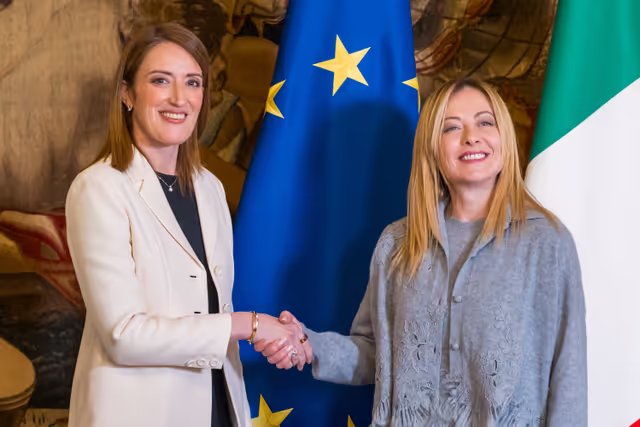 Foto 4: Official visit by Roberta METSOLA, EP President to Rome (Italy) -  Meeting with Giorgia MELONI, Italian Prime Minister
