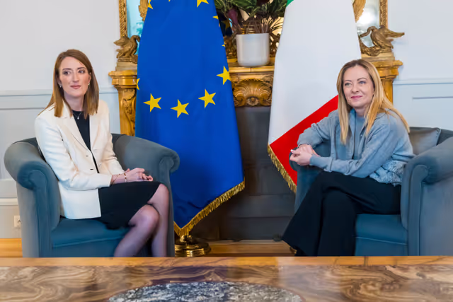 Foto 1: Official visit by Roberta METSOLA, EP President to Rome (Italy) -  Meeting with Giorgia MELONI, Italian Prime Minister