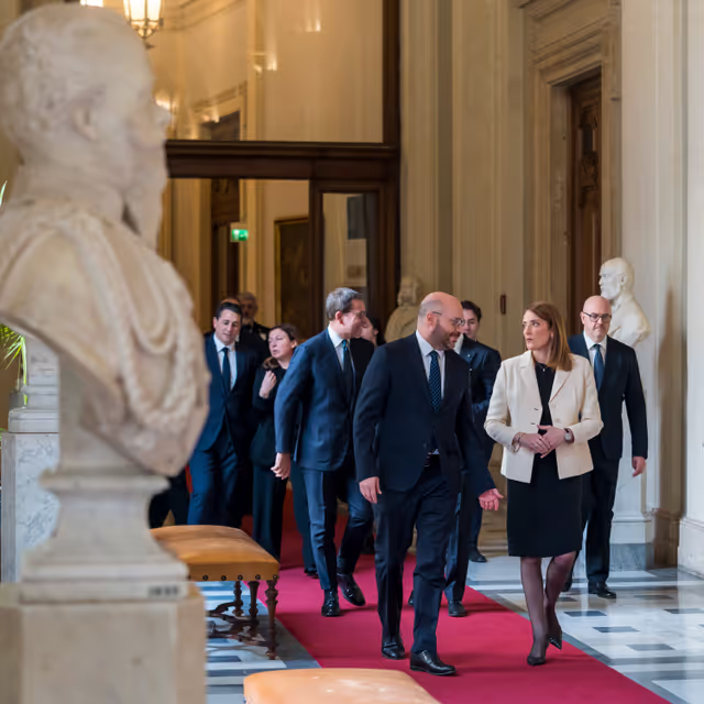Foto 6: Official visit by Roberta METSOLA, EP President to Rome (Italy) -  Meeting with Lorenzo FONTANA, President of the Italian Chamber of Deputies