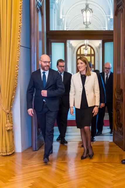 Foto 7: Official visit by Roberta METSOLA, EP President to Rome (Italy) -  Meeting with Lorenzo FONTANA, President of the Italian Chamber of Deputies