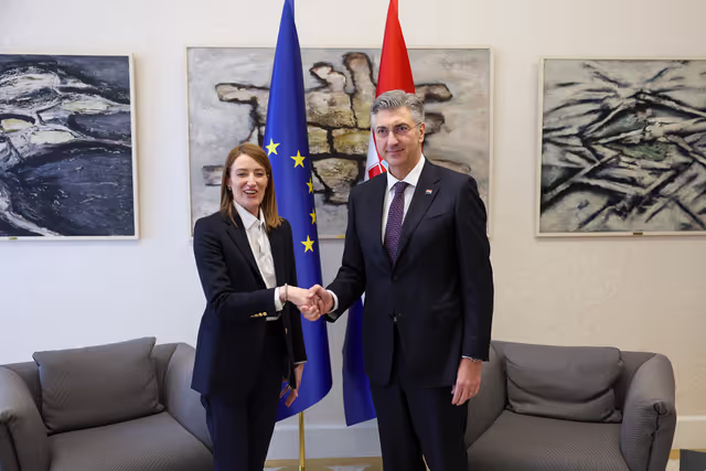 Roberta METSOLA, EP President meets with Andrej PLENKOVIĆ, Croatian Prime Minister