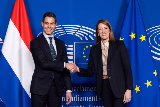 Roberta METSOLA, EP President meets with Rob JETTEN, Prime Minister of the Netherlands