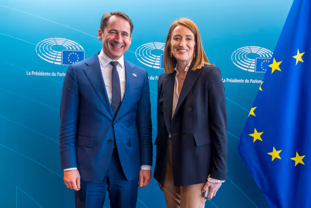Roberta METSOLA, EP President meets with Sigitas MITKUS, Lithuanian Vice-Minister of Foreign Affairs