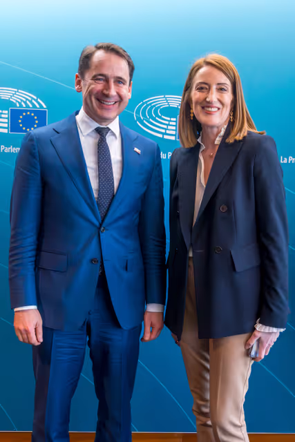 Roberta METSOLA, EP President meets with Sigitas MITKUS, Lithuanian Vice-Minister of Foreign Affairs