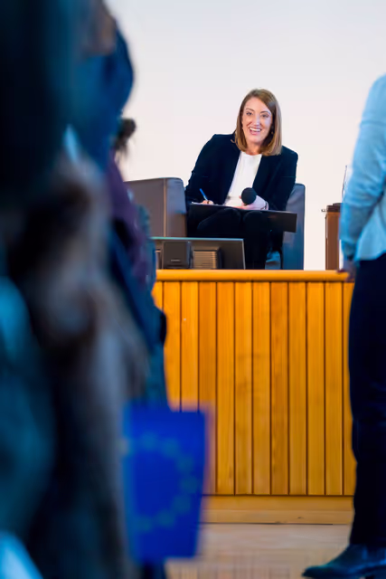 Official visit by Roberta METSOLA, EP President to Berlin (Germany) - Townhall Discussion with Students